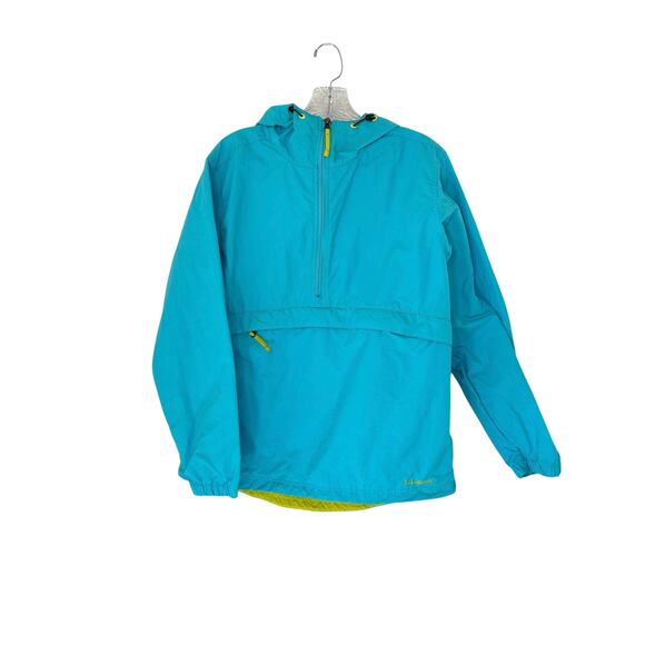 L.L. Bean Women's Blue Yellow Anorak Quarter Zip Nylon Windbreaker Jacket Size M - Picture 1 of 13